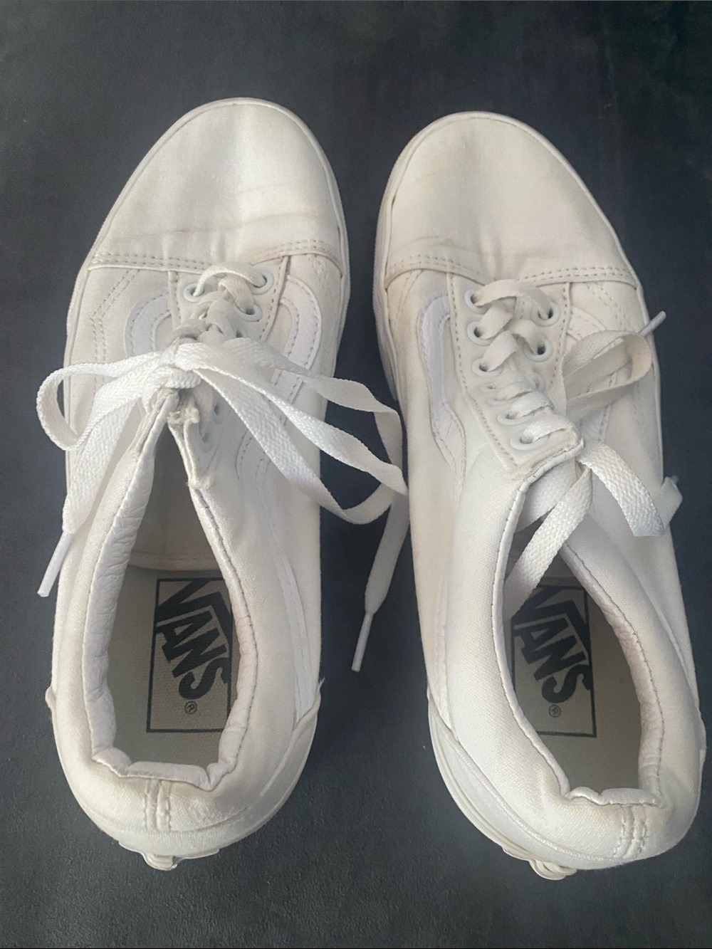 Vans Women's White Canvas Low-Top Sneakers. Size 8.5. Really good condition.